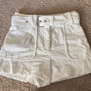 10 Crosby Derek Lam White High Waist Lace Shorts